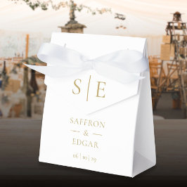 Caixinha De Lembrancinhas Casamento de Monograma de Ouro Elegante Moderno