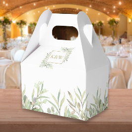 Caixinha De Lembrancinhas Casamento de Monograma Dourado Elegante com Verdur
