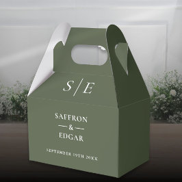 Caixinha De Lembrancinhas Casamento de Monograma Verde-Oliva