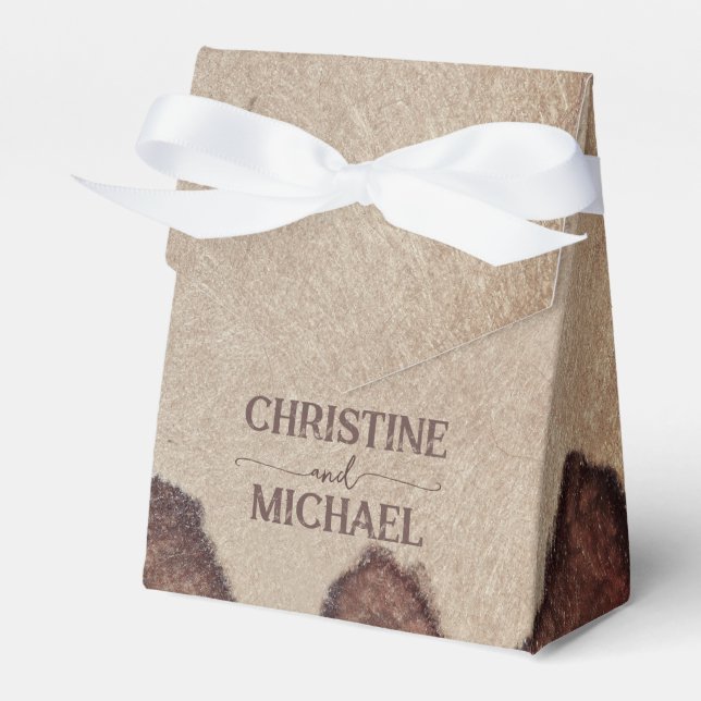 Caixinha De Lembrancinhas Casamento de montanhas castanhas com papel rústico (Frente)