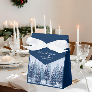 Caixinha De Lembrancinhas Casamento de Natal com pinheiro Blue Winter Wonder