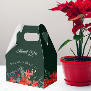 Caixinha De Lembrancinhas Casamento de Natal Floral do Green Holiday Poinset