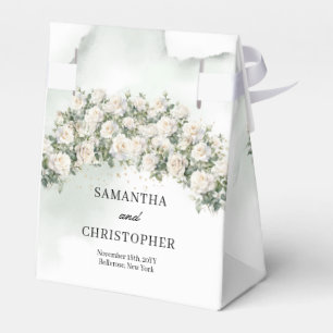 Caixinha De Lembrancinhas Casamento de ouro com rosas brancas etéreas