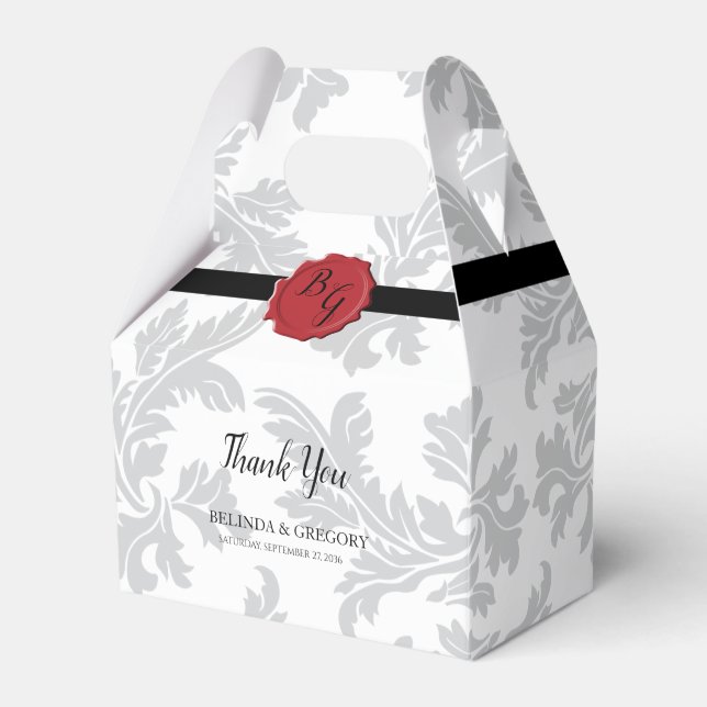 Caixinha De Lembrancinhas Casamento de Padrões Elegantes e Selagem de Cera (Frente)