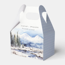 Caixinha De Lembrancinhas Casamento de Paisagem de Esqui da Montanha de Neve