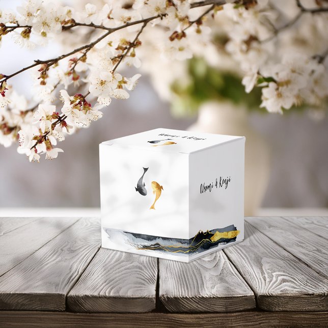 Caixinha De Lembrancinhas Casamento de Peixes de Watercolor Koi (Criador carregado)