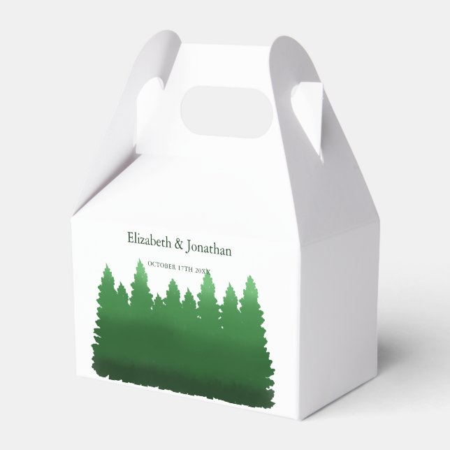 Caixinha De Lembrancinhas Casamento de Pinheiros de Madeira (Frente)