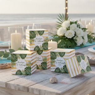 Caixinha De Lembrancinhas Casamento de Praia com Folha de Palma Verde e Folh