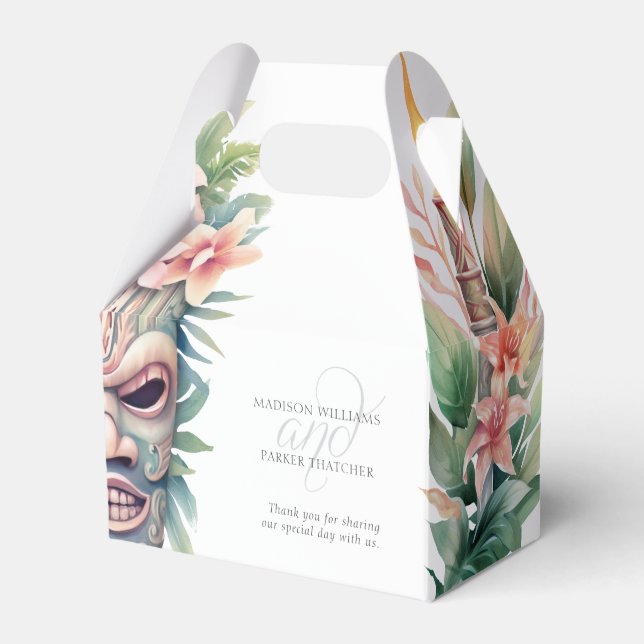 Caixinha De Lembrancinhas Casamento de Praia de Máscara de Tiki Modern (Frente)