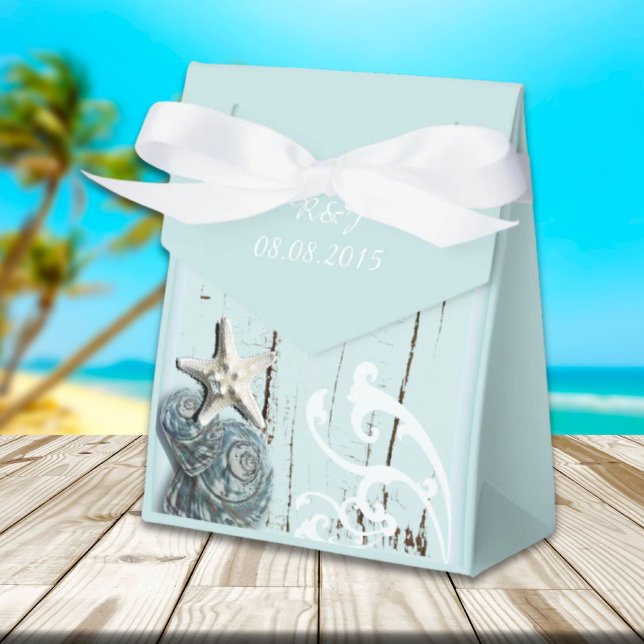 Caixinha De Lembrancinhas Casamento de Praia de SeaShells do oceano moderno (modern ocean SeaShells Beach Wedding Favor Boxes)