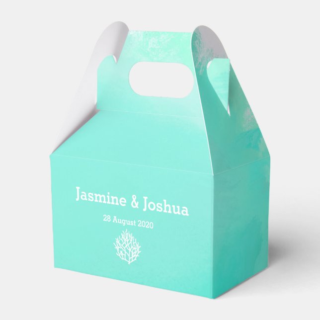 Caixinha De Lembrancinhas Casamento de recife de coral de praia aqua (Frente)