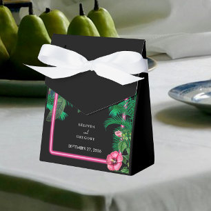 Caixinha De Lembrancinhas Casamento de Retros Tropicais Neon Pink