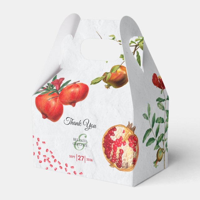 Caixinha De Lembrancinhas Casamento de romã-vermelha do Mediterrâneo (Frente)