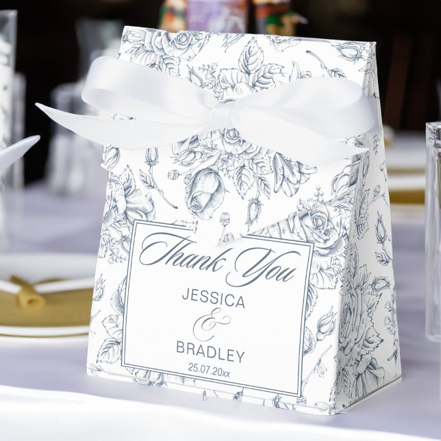 Caixinha De Lembrancinhas Casamento de rosas de vinheta azul empoeirado (Elegant dusty blue vintage roses wedding favor box)