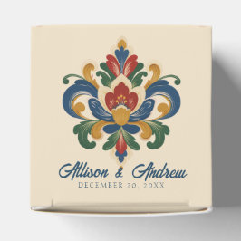 Caixinha De Lembrancinhas Casamento de Rosemaling Norueguesa 