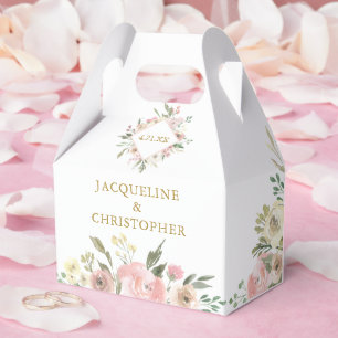 Caixinha De Lembrancinhas Casamento de Script Dourado Floral Cor-de-Rosa-Blu