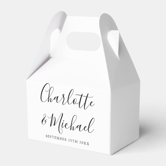 Caixinha De Lembrancinhas Casamento De Scripts Elegantes Pretos E Brancos (Frente)