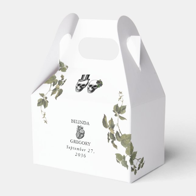 Caixinha De Lembrancinhas Casamento de Til Death Gothic Heart Floral Skulls (Frente)