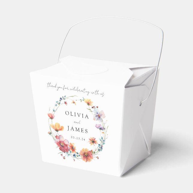 Caixinha De Lembrancinhas Casamento de Verão de Wreath de Flor Selvagem Eleg (Frente)
