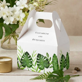 Caixinha De Lembrancinhas Casamento de Verdura Tropical Folhas de Monstera E