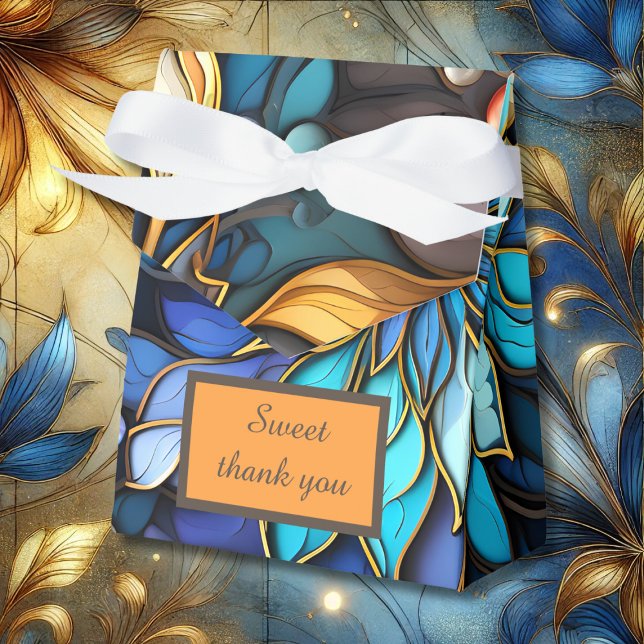 Caixinha De Lembrancinhas Casamento de Vidro Dourado e Azul (Criador carregado)