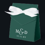 Caixinha De Lembrancinhas Casamento do Monograma Moderno Boho Russo Verde Em<br><div class="desc">Emerald Green Rustic Boho Moderno Monograma Casamento Boxes</div>