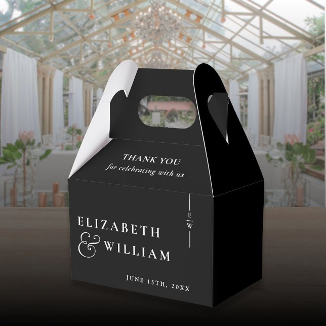 Caixinha De Lembrancinhas Casamento Do Monograma Moderno Negro E Branco Obri (Criador carregado)