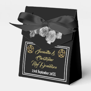 Caixinha De Lembrancinhas Casamento do preto do pentacle de Wiccan