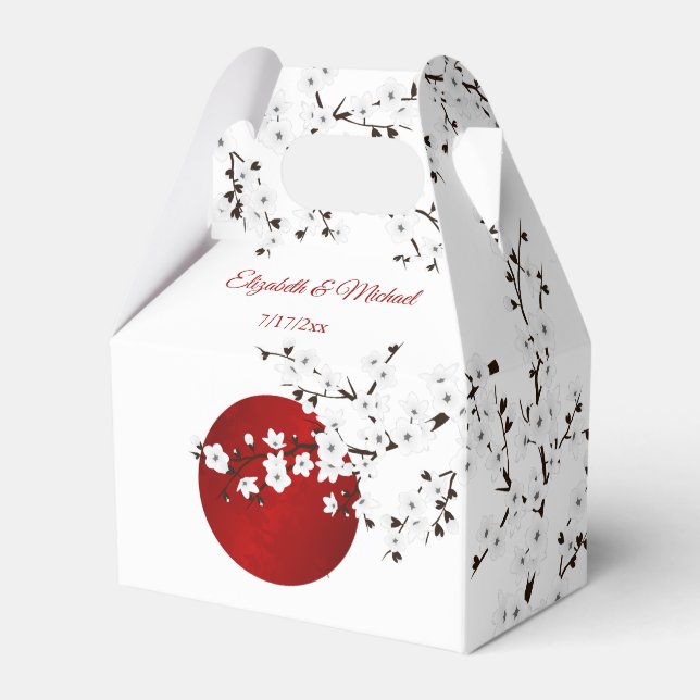 Caixinha De Lembrancinhas Casamento do Sol Nascente Japonês Obrigado (Frente)