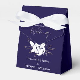 Caixinha De Lembrancinhas Casamento Dourado Azul-Marinho Elegante