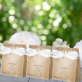 Caixinha De Lembrancinhas Casamento Dourado com Champagne Beige