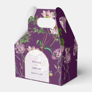 Caixinha De Lembrancinhas Casamento Dourado de Arca com Verde Floral Roxo