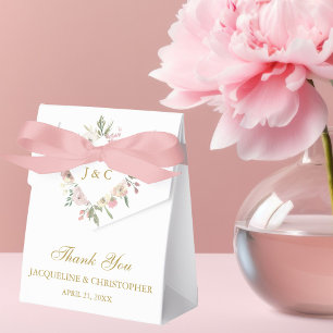 Caixinha De Lembrancinhas Casamento Dourado de Peony Floral de Blush Pink