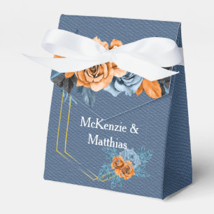 Caixinha De Lembrancinhas Casamento Dourado de Peony Rosa de Azul Dusty