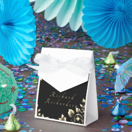 Caixinha De Lembrancinhas Casamento Dourado e negro elegante