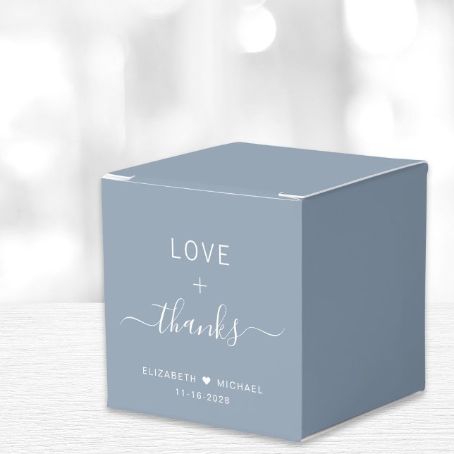 Caixinha De Lembrancinhas Casamento Dusty Blue Amor E Obrigado (Criador carregado)