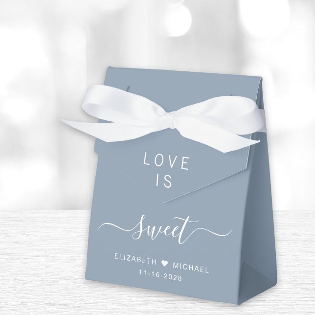 Caixinha De Lembrancinhas Casamento Dusty Blue Love Is Sweet (Criador carregado)