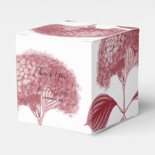 Caixinha De Lembrancinhas Casamento Elegante Burgundy Hydrangea (Frente)