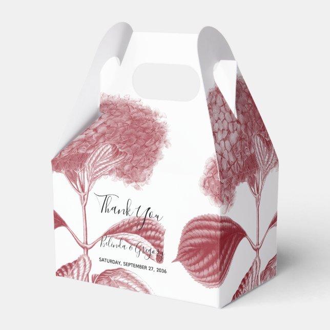 Caixinha De Lembrancinhas Casamento Elegante Burgundy Hydrangea (Frente)