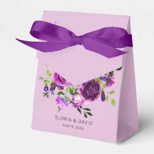 Caixinha De Lembrancinhas Casamento Elegante com Flores Roxas