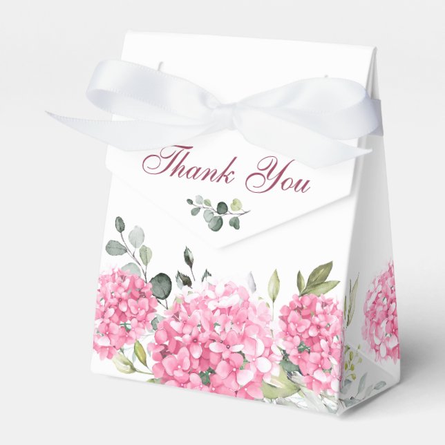 Caixinha De Lembrancinhas Casamento Elegante De Blush Hydrangea Eucalyptus (Frente)