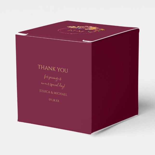 Caixinha De Lembrancinhas Casamento Elegante de Buquê de Queda de Água da Bu (Frente)