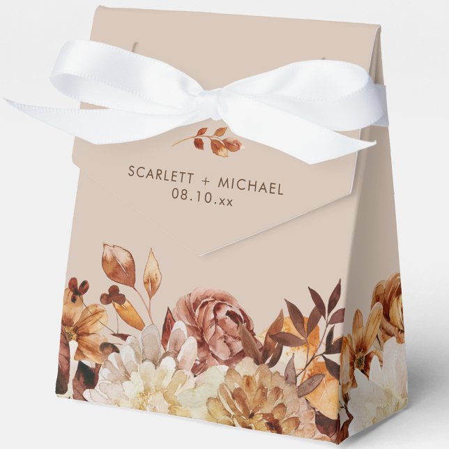Caixinha De Lembrancinhas Casamento Elegante de Outono (Elegant Watercolor Autumn Floral Wedding Favor Boxes by Painted Paperie
)