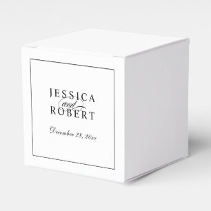 Caixinha De Lembrancinhas Casamento Elegante de Script Branco e Preto