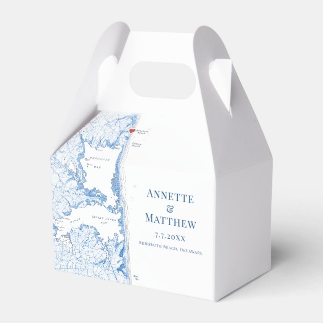 Caixinha De Lembrancinhas Casamento Elegante do Mapa de Delaware na Praia Re (Frente)