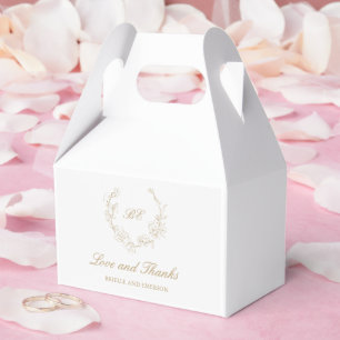 Caixinha De Lembrancinhas Casamento Elegante Dourado Wreath Monograma