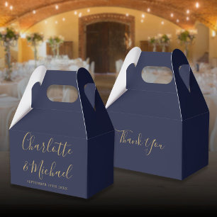 Caixinha De Lembrancinhas Casamento Elegante Escrito Assinatura Azul Naval D