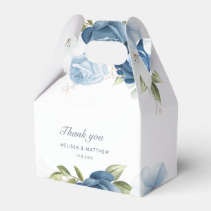 Caixinha De Lembrancinhas Casamento Elegante Floral Azul Moderno - Obrigado