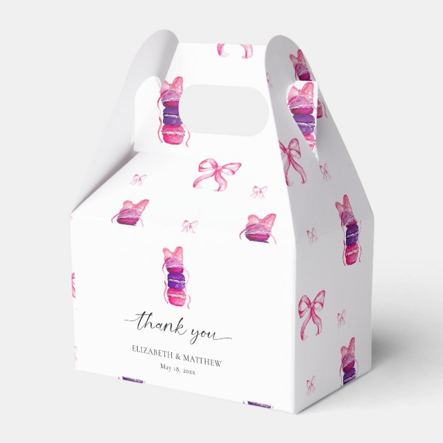 Caixinha De Lembrancinhas Casamento Elegante Macaron, Arco Rosa, Coquette (Frente)