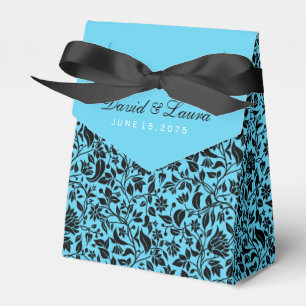 Caixinha De Lembrancinhas Casamento Elegante Preto e Azul Turquesa